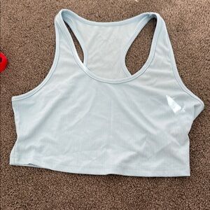 SHEIN Sky Blue Ribbed Tank Top